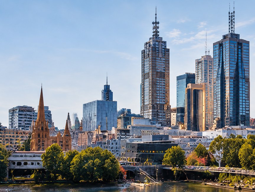 Melbourne skyline along the Yarra River